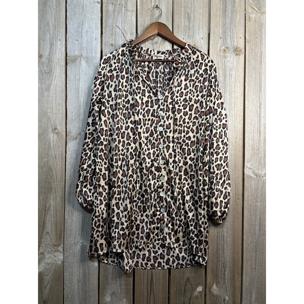 Show Me Your Mumu McKenna‎ Dress Leopard Print Button Down Mini Tunic Small